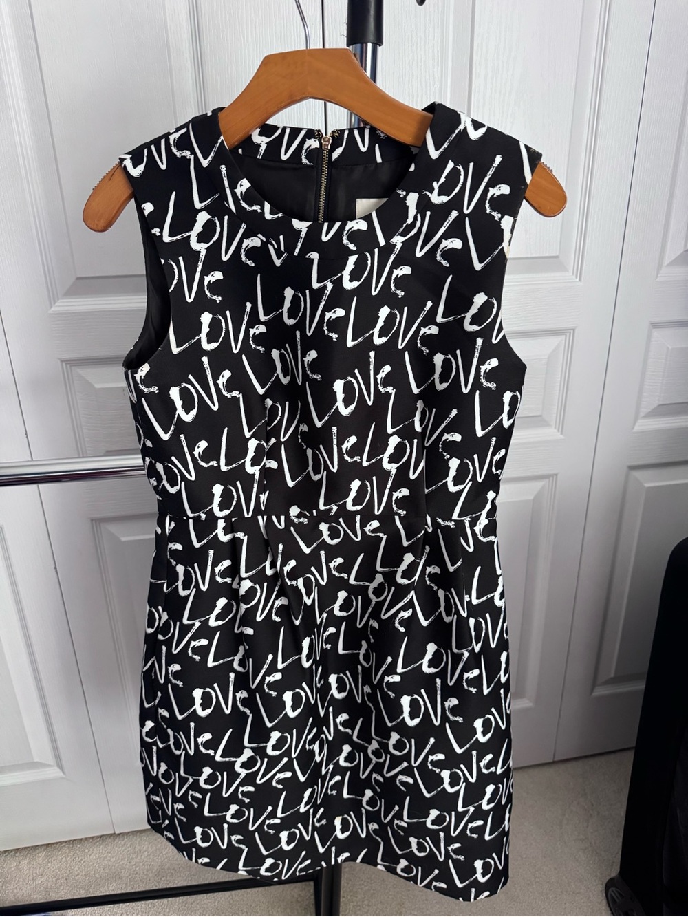kate spade Black and White 'Love' Print Sleeveless A-Line Dress